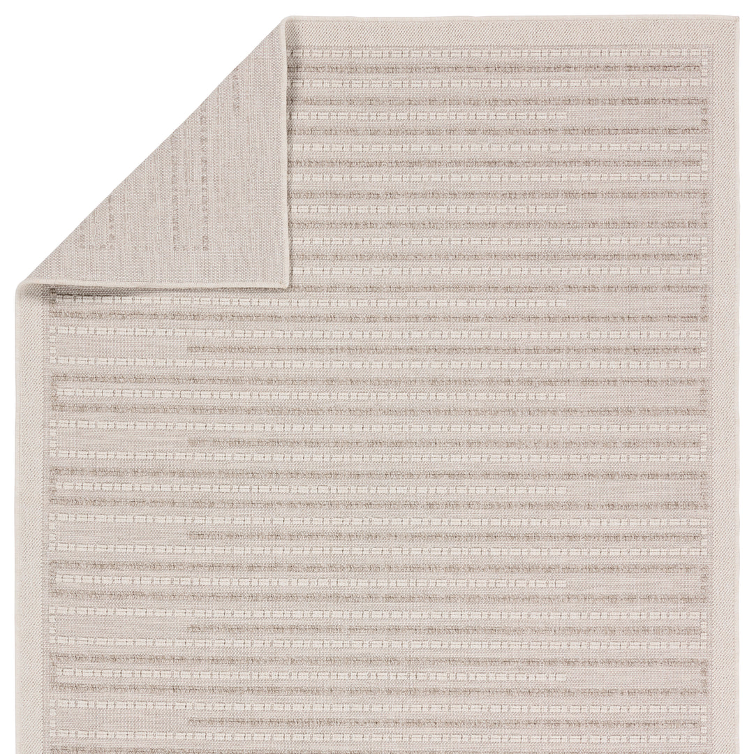 Vibe by Jaipur Living Theorem Indoor/Outdoor Striped Taupe/ Cream Runner Rug (3'X8')