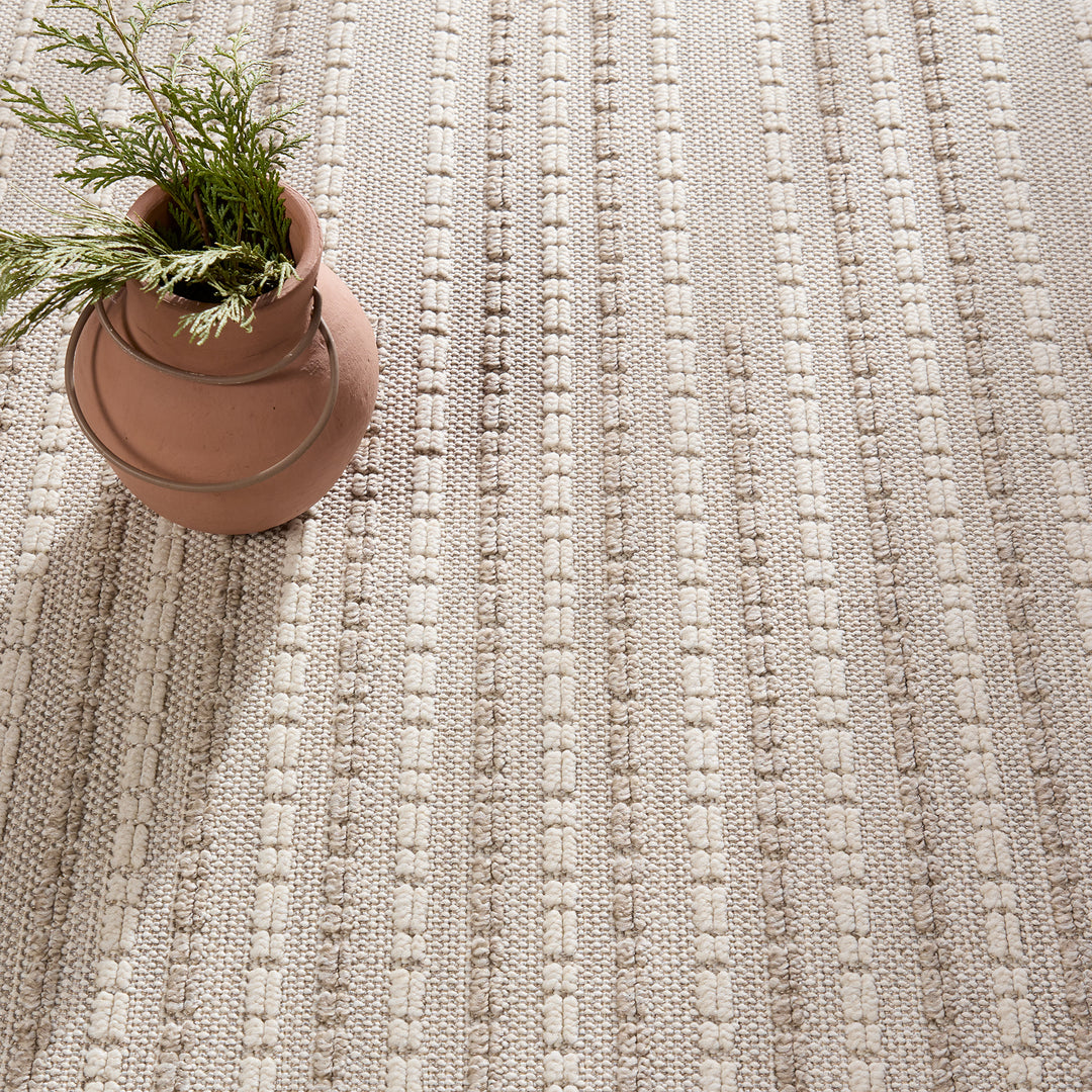 Vibe by Jaipur Living Theorem Indoor/Outdoor Striped Taupe/ Cream Area Rug (8'X10')