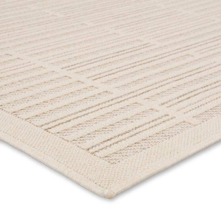 Vibe by Jaipur Living Quantum Indoor/Outdoor Striped Cream/ Beige Area Rug (9'X12')