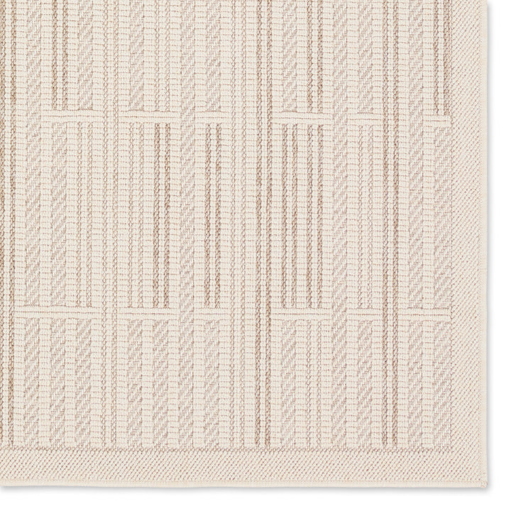 Vibe by Jaipur Living Quantum Indoor/Outdoor Striped Cream/ Beige Area Rug (9'X12')