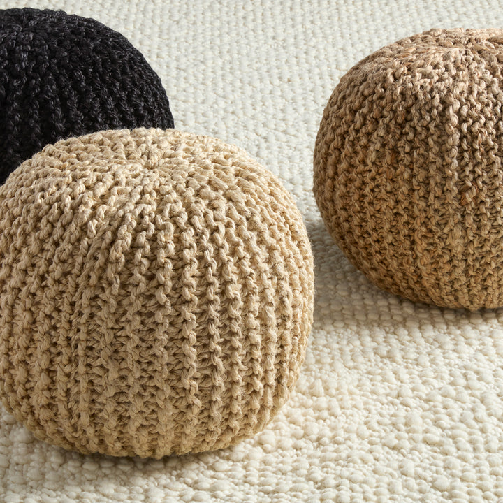 Vibe by Jaipur Living Azene Handmade Solid Tan Cylinder Pouf