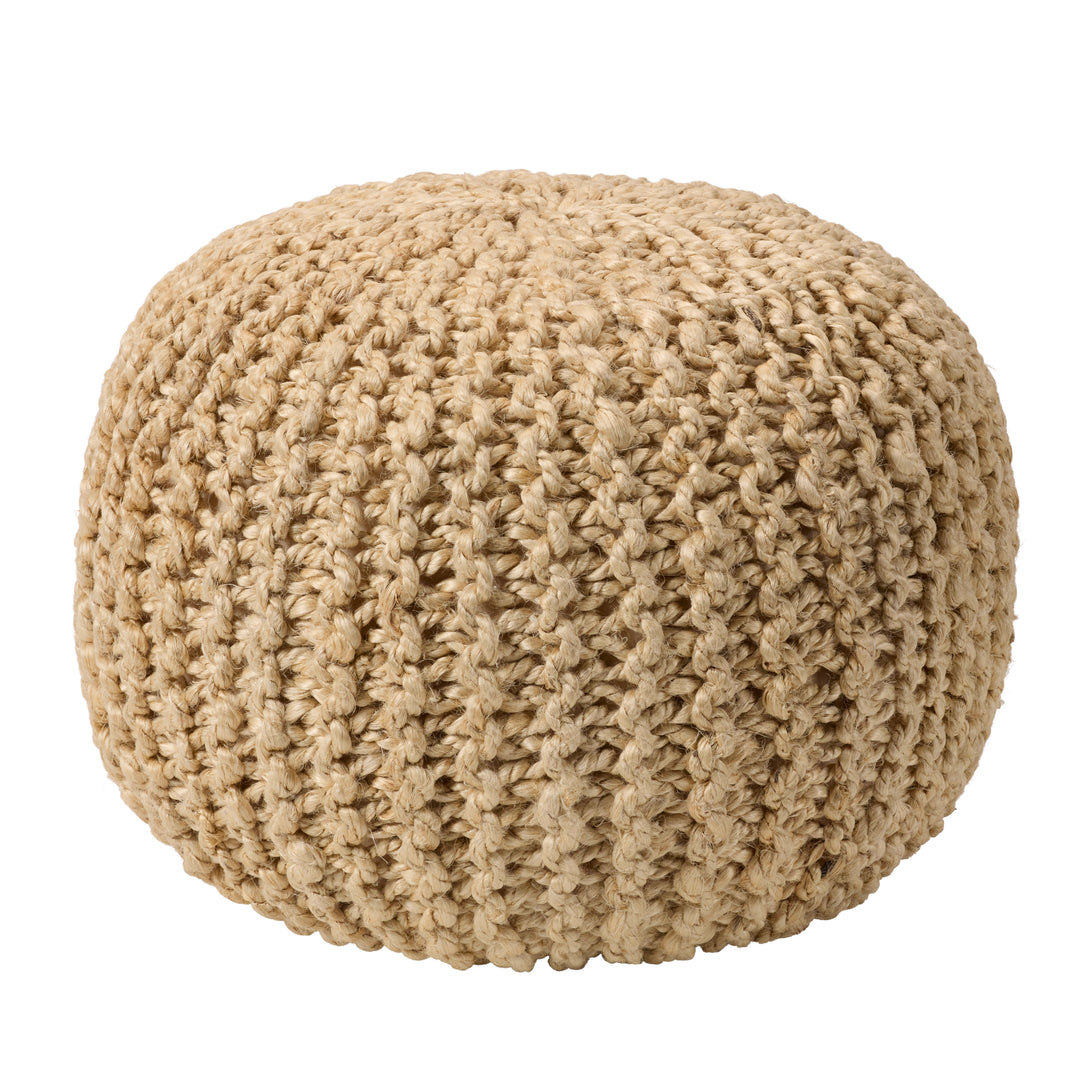 Vibe by Jaipur Living Azene Handmade Solid Beige Cylinder Pouf