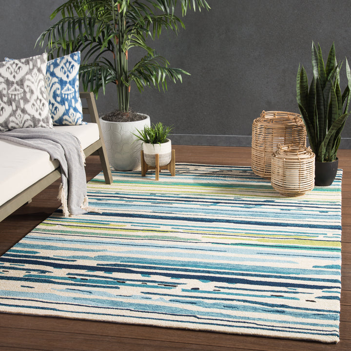 Jaipur Living Sketchy Lines Indoor/ Outdoor Abstract Blue/ Green Area Rug (10'X14')