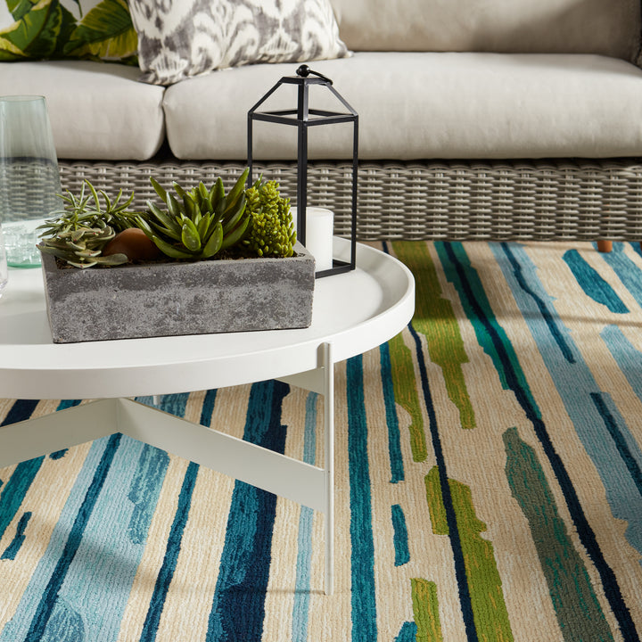 Jaipur Living Sketchy Lines Indoor/ Outdoor Abstract Blue/ Green Area Rug (10'X14')