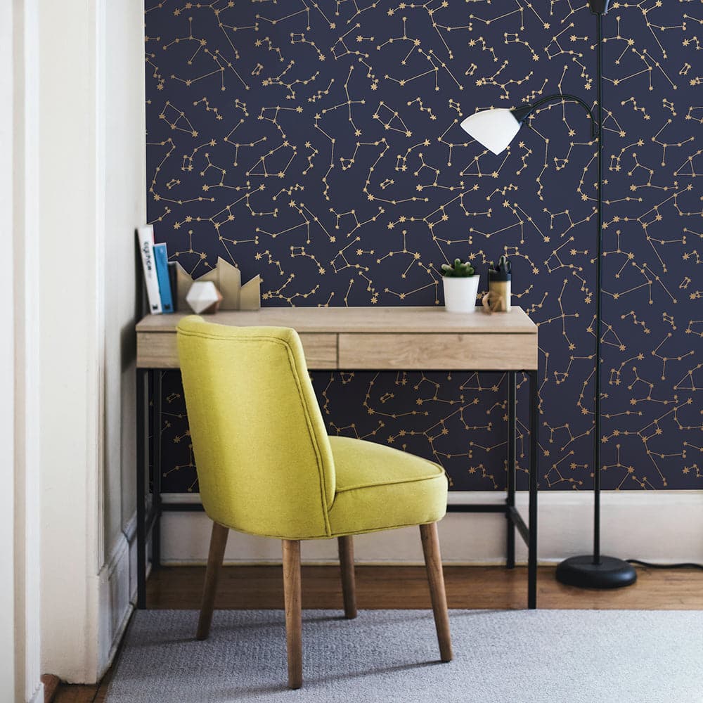 Constellations Peel And Stick Wallpaper By Novogratz-Tempaper & Co.-Tempaper-CO472-DecorNavy Skies-4-France and Son