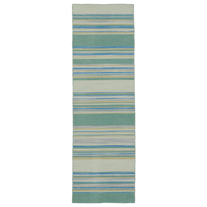 Jaipur Living Kiawah Handmade Striped Blue/ Turquoise Area Rug (4'X6')