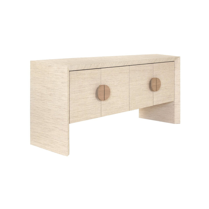 Colt - Four Door Buffet In Natural Grasscloth With Cerused Oak Handles