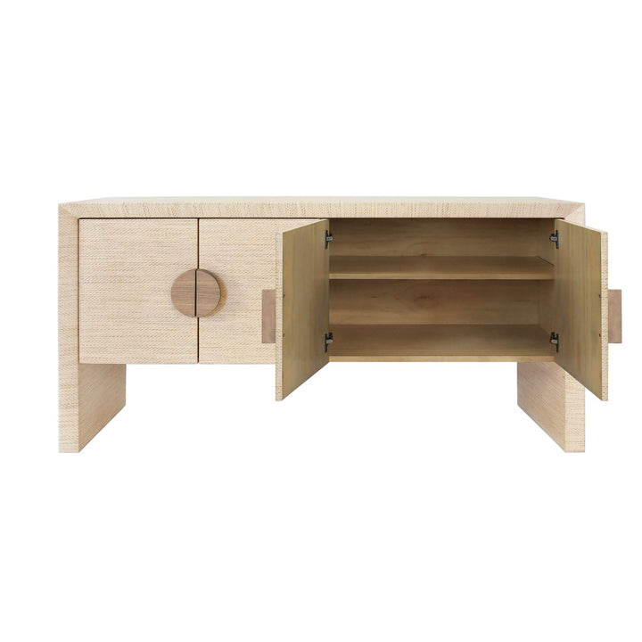 Colt - Four Door Buffet In Natural Grasscloth With Cerused Oak Handles