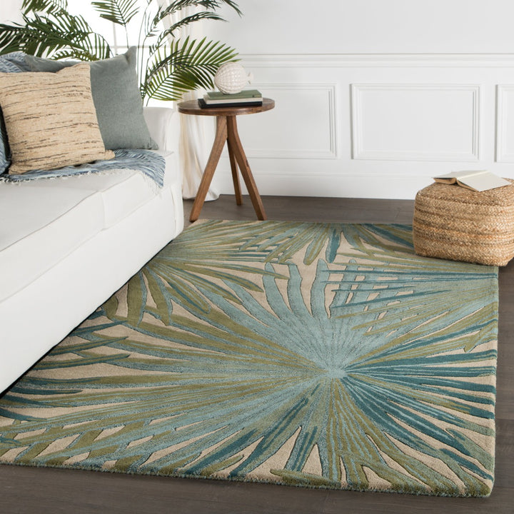 Jaipur Living Palmetto Handmade Floral Blue/ Green Area Rug (10'X14')