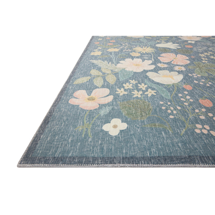 Rifle Paper Co. x Loloi Cotswolds Teal 3'-6" x 5'-6" Accent Rug