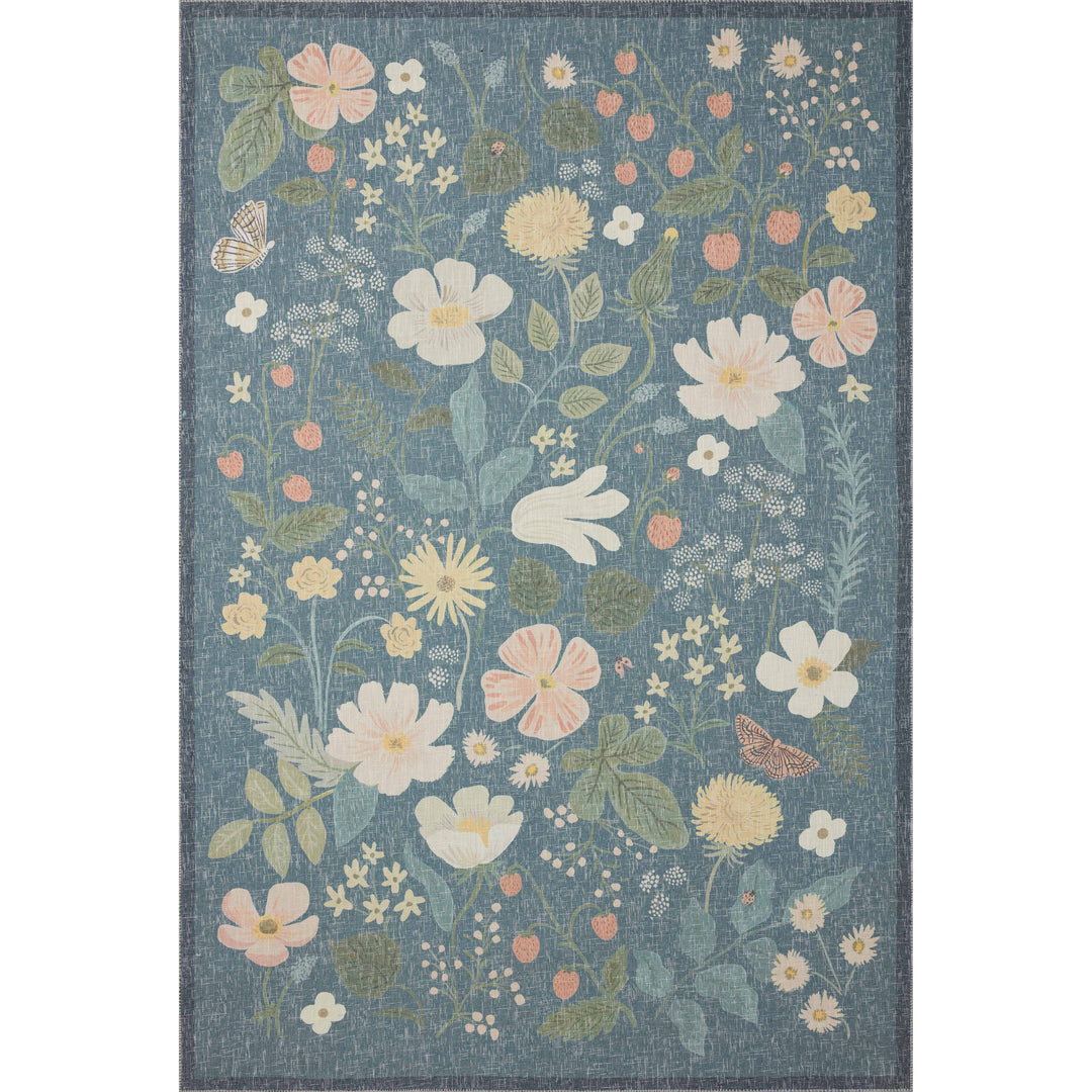 Rifle Paper Co. x Loloi Cotswolds Teal 5'-0" x 5'-0" Round Area Rug