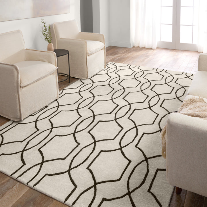 Jaipur Living Arae Handmade Geometric Cream/Black Area Rug (9'X12')