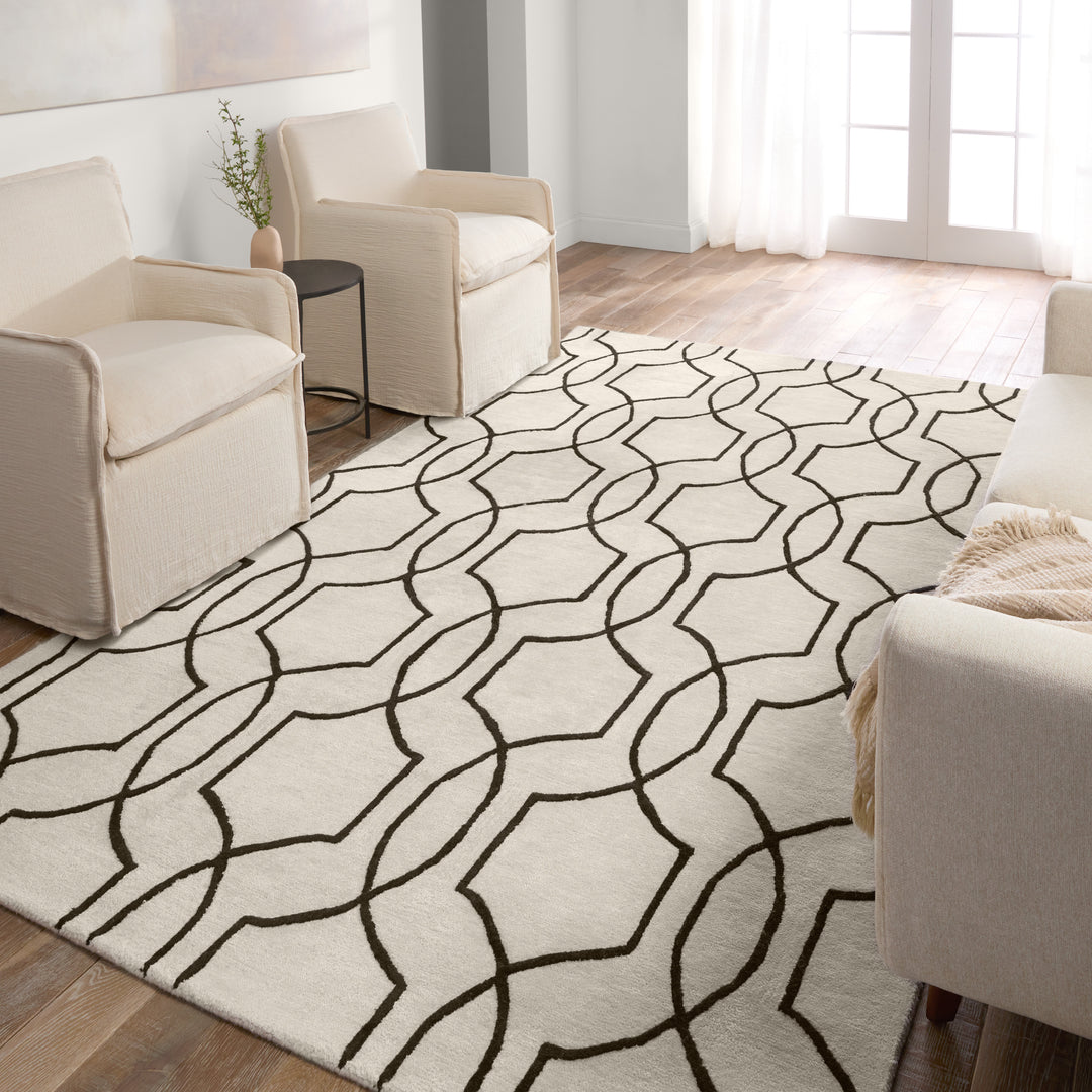 Jaipur Living Arae Handmade Geometric Cream/Black Area Rug (5'X8')