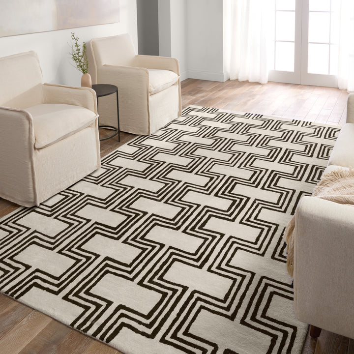 Jaipur Living Karoun Handmade Geometric Cream/Black Area Rug (8'X10')