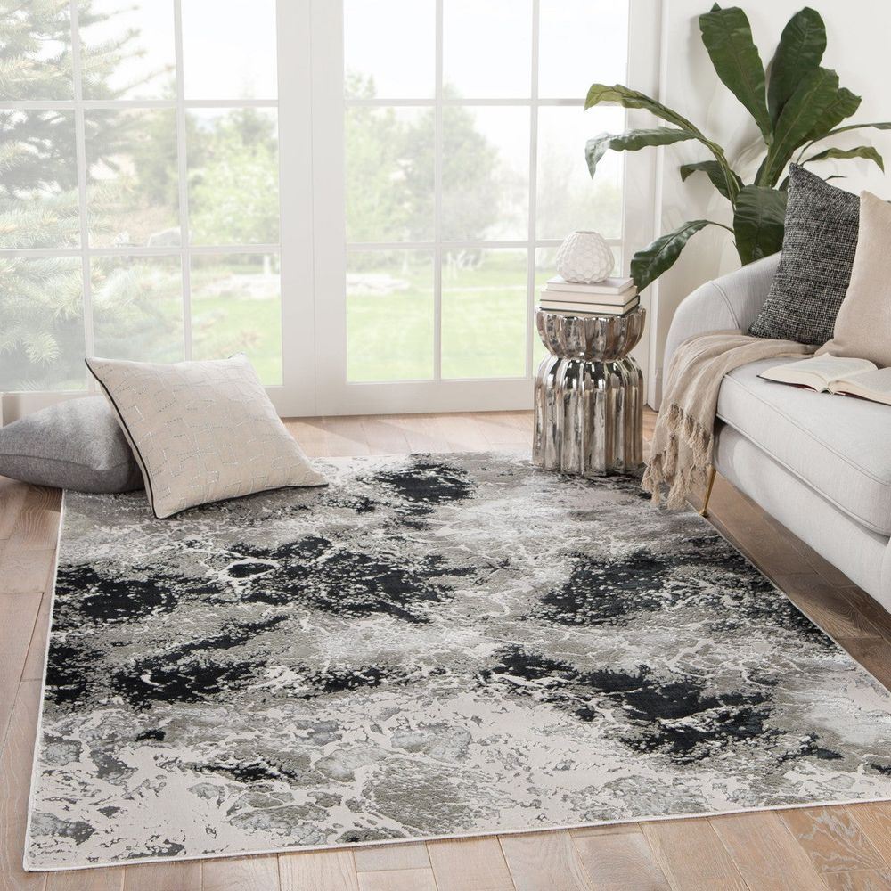 Runners Noor Abstract Black/ Gray Runner Rug (2'2"X8')