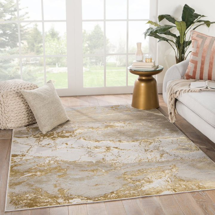 Jaipur Living Cisco Abstract Gray/ Gold Area Rug (9'6"X13')