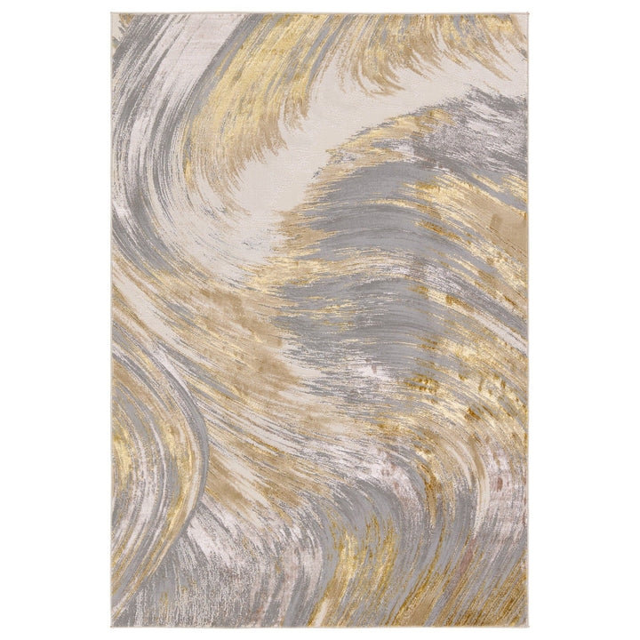 Jaipur Living Zione Abstract Gold/ Gray Runner Rug (3'3"X12')