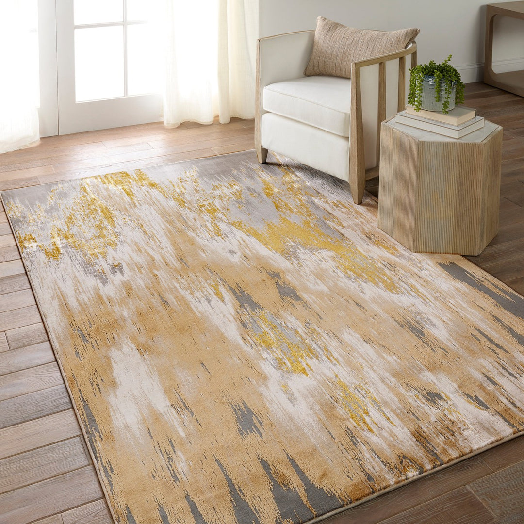 Jaipur Living Ulysses Abstract Gold/ Gray Area Rug (6'7"X9'6")