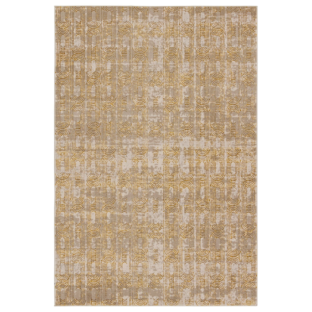 Jaipur Living Gimeas Geometric Gold/ Taupe Area Rug (6'7"X9'6")