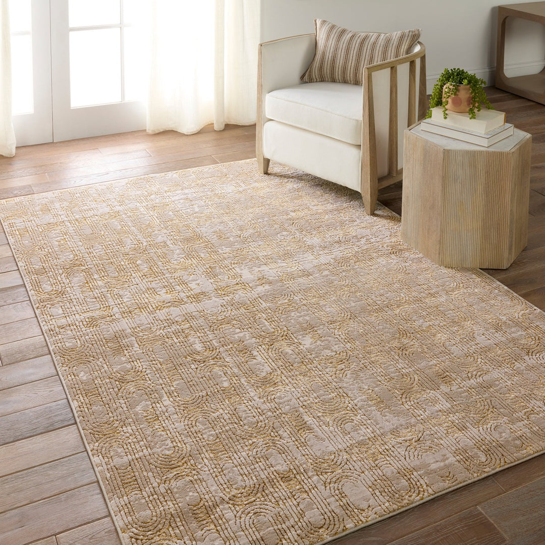 Jaipur Living Gimeas Geometric Gold/ Taupe Area Rug (5'X7'6")