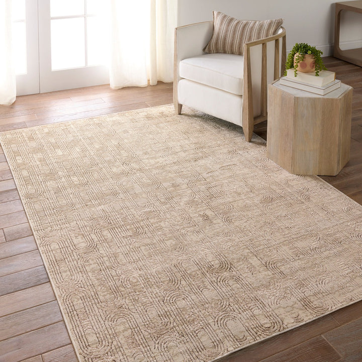 Jaipur Living Gimeas Geometric Gold/ Beige Area Rug (6'7"X9'6")