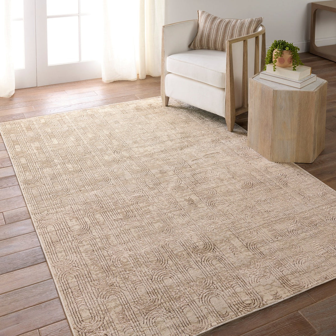 Jaipur Living Gimeas Geometric Gold/ Beige Runner Rug (3'3"X12')