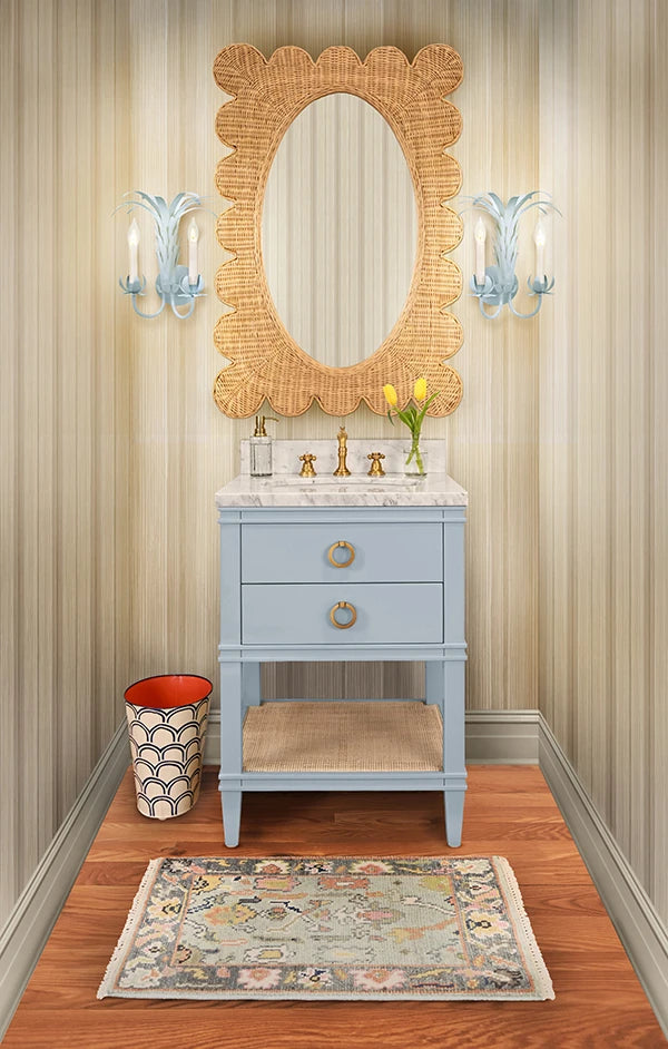 Lillian Scalloped Edge Rectangular Frame With Oval Mirror
