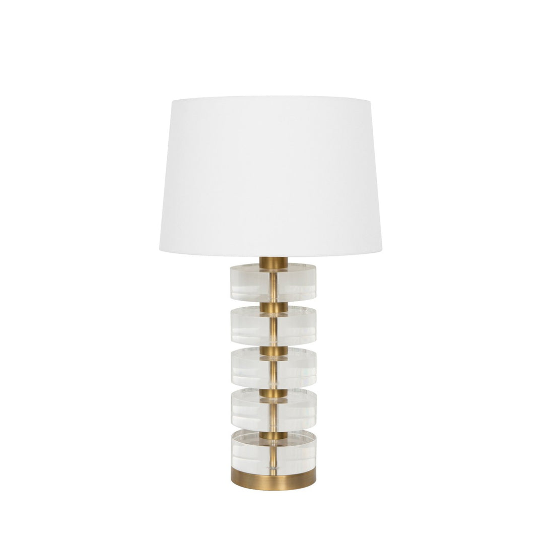 Cybill - Acrylic And Brushed Brass Stack Lamp With White Linen Shade