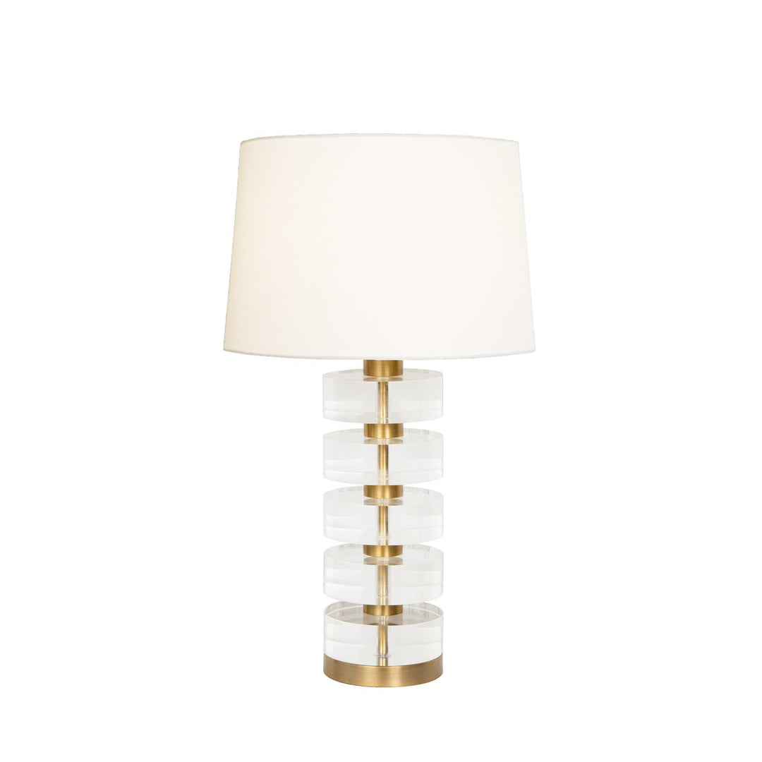 Cybill - Acrylic And Brushed Brass Stack Lamp With White Linen Shade