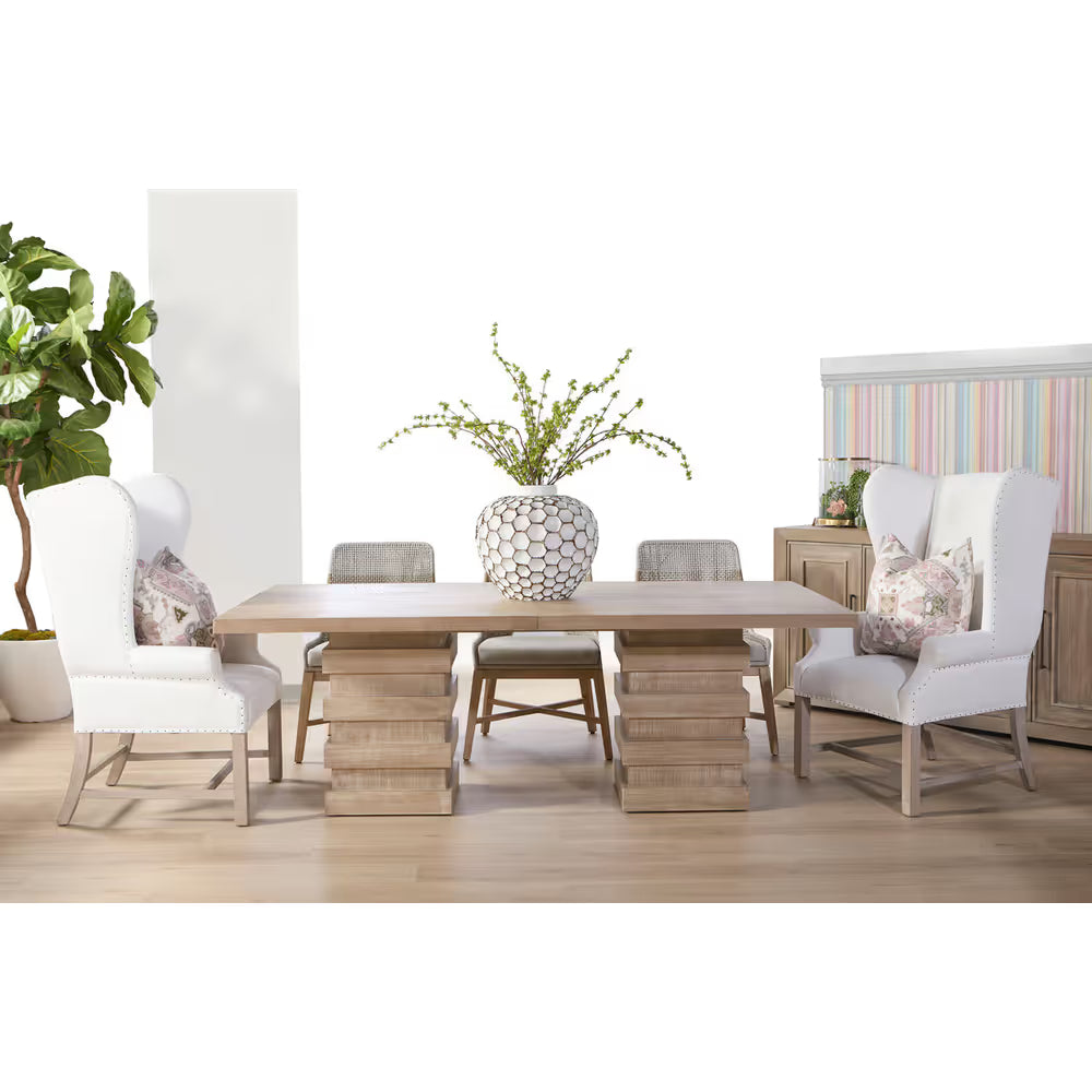 Alternate view of Chateau Arm Chair, featuring matte upholstery finish, fabric, wood, and fixed arms.