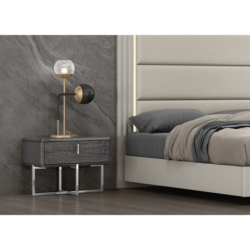 Chloe Night Stand-Whiteline Modern Living-WHITELINE-NS1888-GRY-Nightstands-2-France and Son
