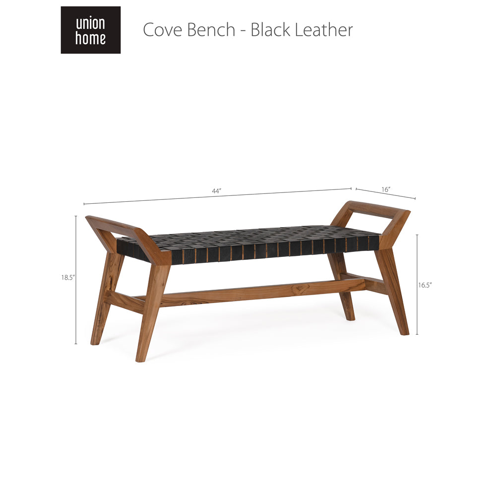 Cove Bench-Union Home Furniture-UNION-BDM00070-BenchesBlack Leather-5-France and Son