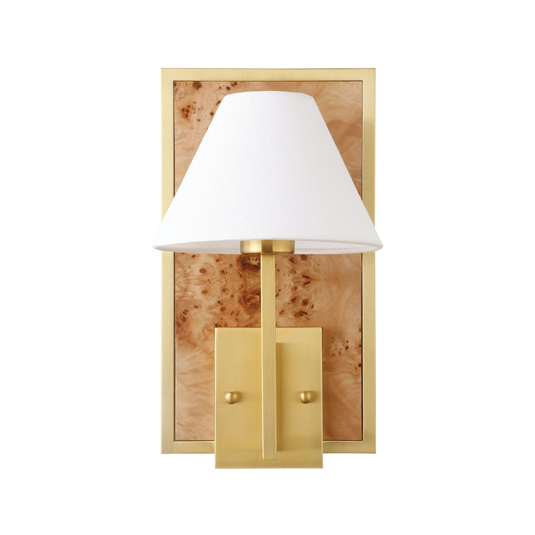 Daren - Sconce With Rectangular Burl Wood Backplate And Brushed Brass Frame