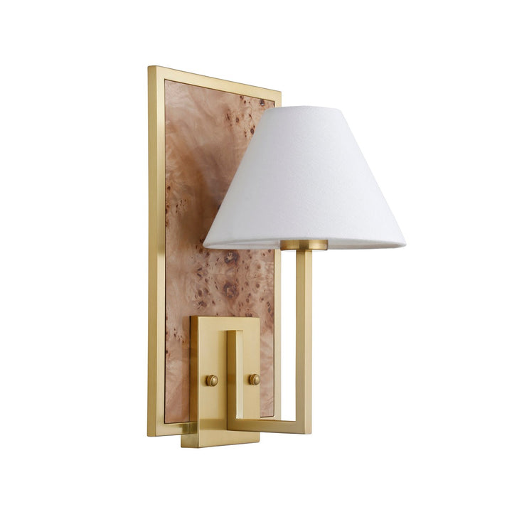 Daren - Sconce With Rectangular Burl Wood Backplate And Brushed Brass Frame