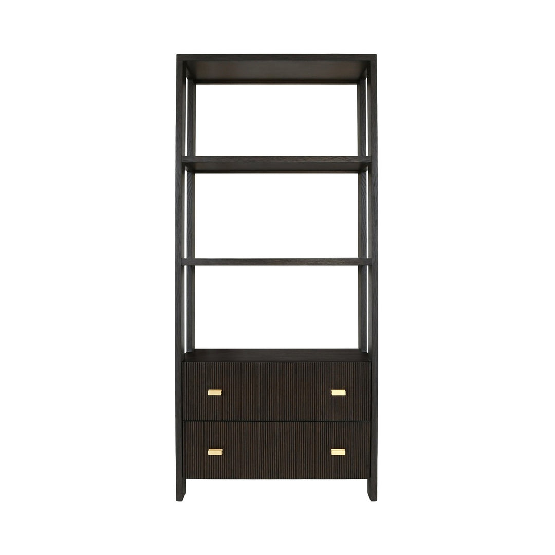 Davie - Two Drawer Etagere With Fluted Detail In Dark Espresso Oak