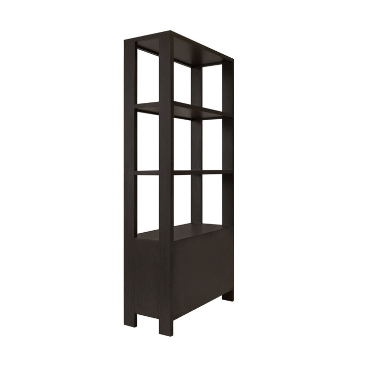 Davie - Two Drawer Etagere With Fluted Detail In Dark Espresso Oak