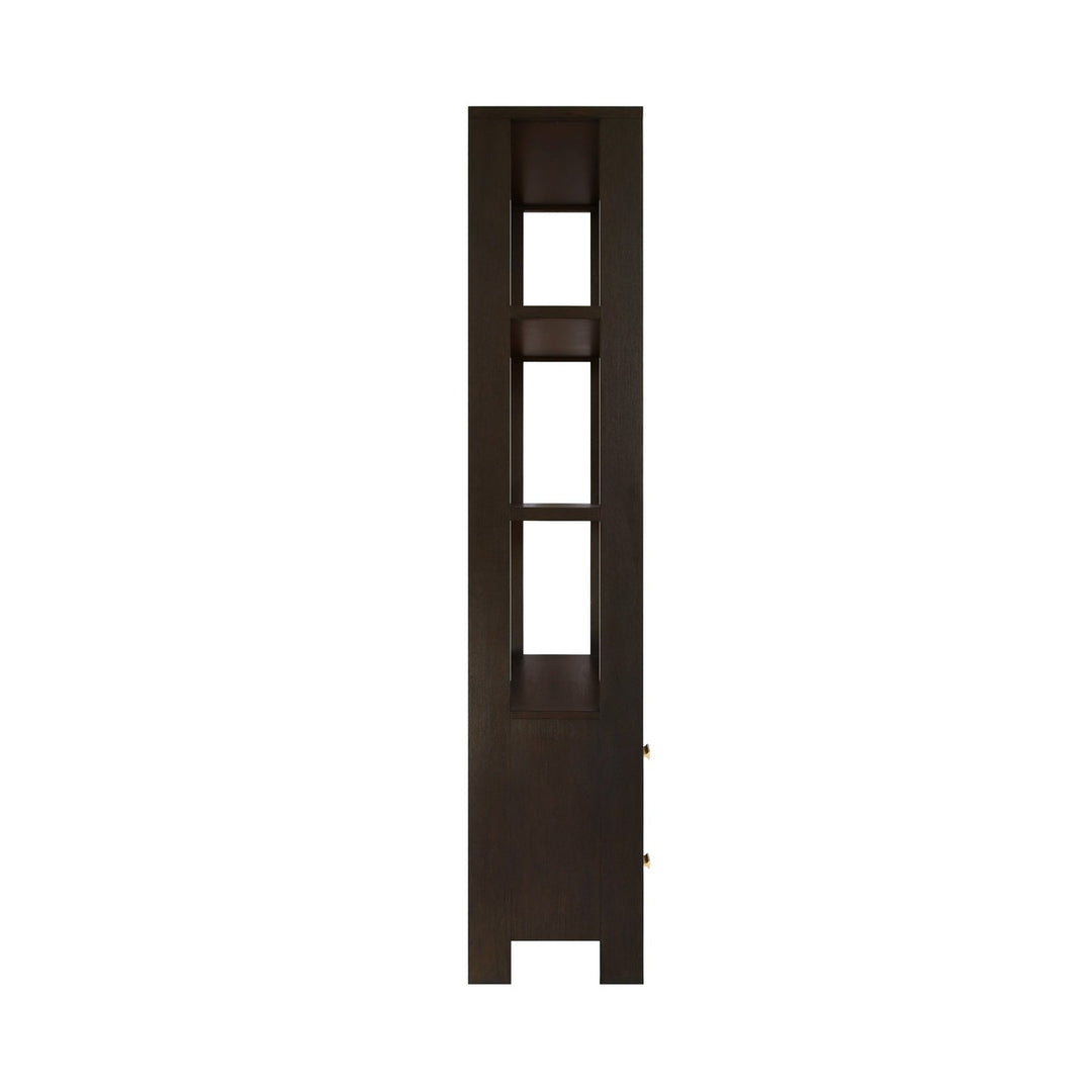 Davie - Two Drawer Etagere With Fluted Detail In Dark Espresso Oak