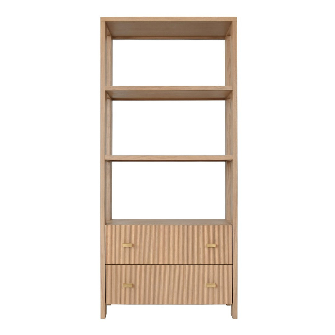 Davie - Two Drawer Etagere With Fluted Detail In Natural Oak