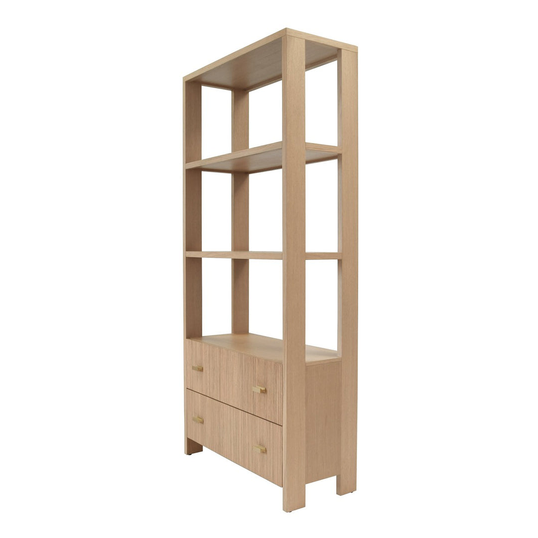 Davie - Two Drawer Etagere With Fluted Detail In Natural Oak