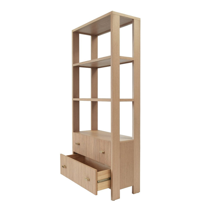 Davie - Two Drawer Etagere With Fluted Detail In Natural Oak