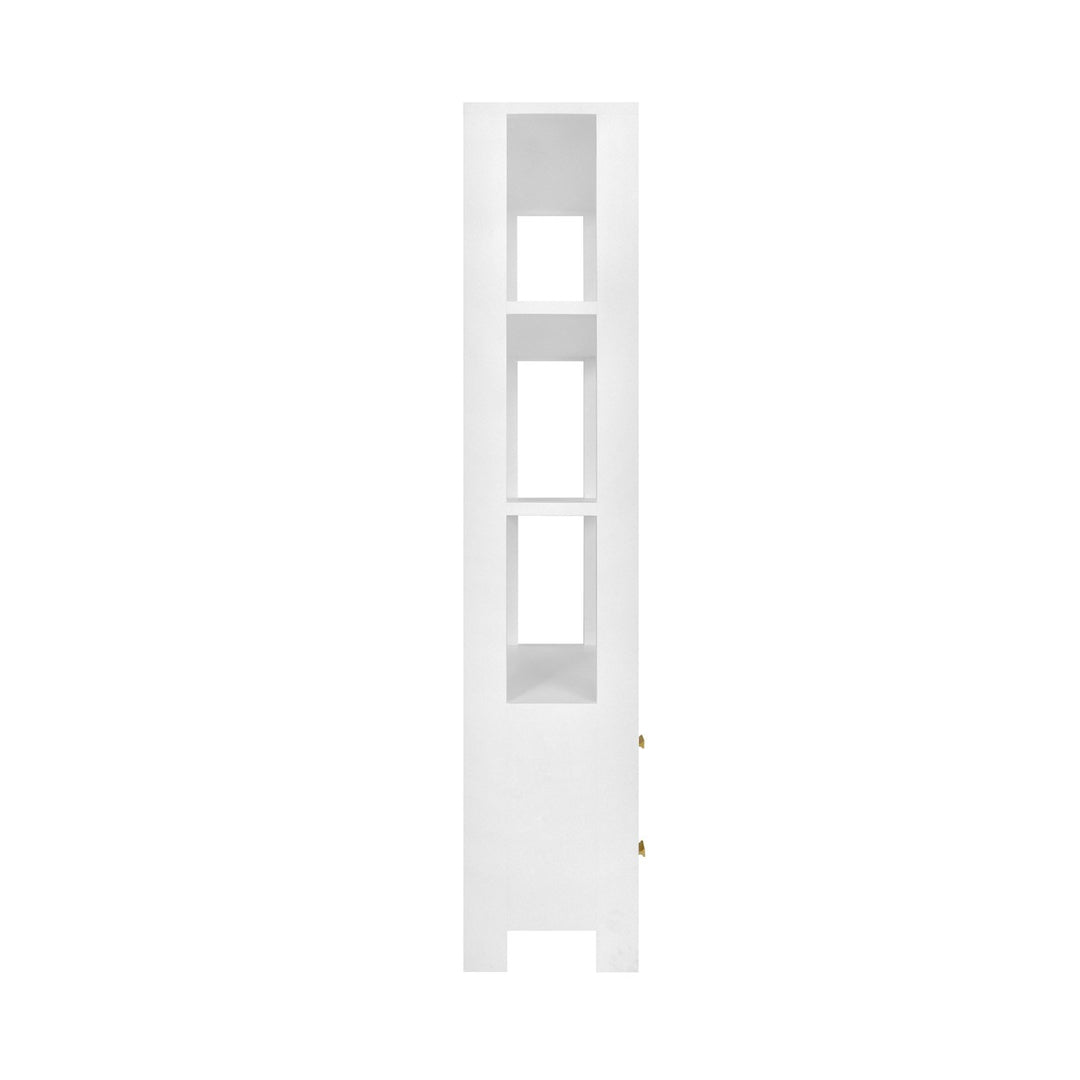 Davie - Two Drawer Etagere With Fluted Detail In Matte White Lacquer