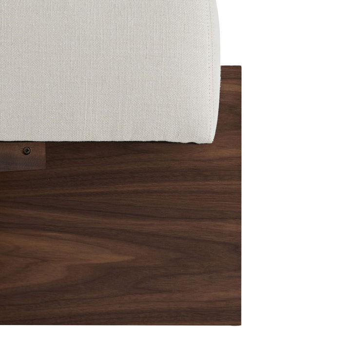 Louie Ottoman Bone Linen - Brown