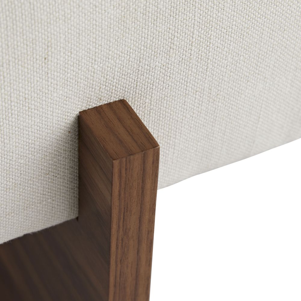 Louie Ottoman Bone Linen - Brown