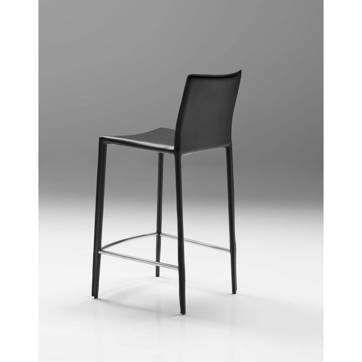 Bar & Counter Stools Zak Bar Stool Black Leather Leather Upholstered Steel Legs