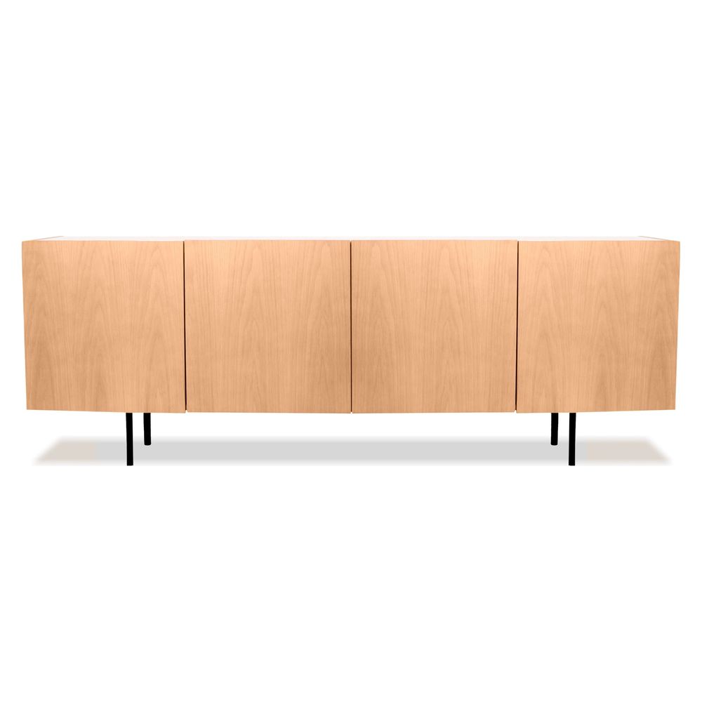 Sideboards & Credenzas Calvin Buffet White Oak Veneer White Marble Top Black Powder Coated Legs