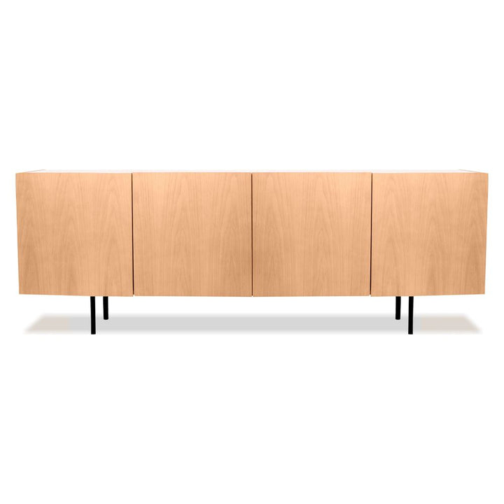 Sideboards & Credenzas Calvin Buffet White Oak Veneer White Marble Top Black Powder Coated Legs