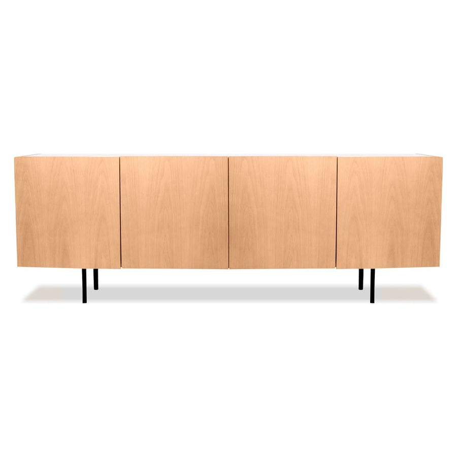 Sideboards & Credenzas Calvin Buffet White Oak Veneer White Marble Top Black Powder Coated Legs