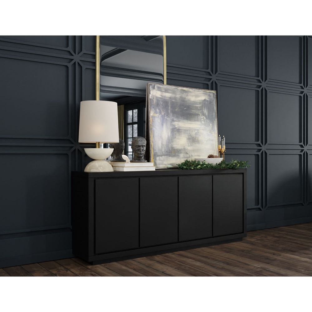 Maze Buffet Black Matte Textured, 4-Door