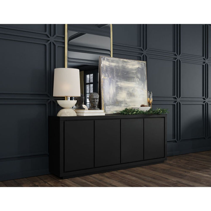 Maze Buffet Black Matte Textured, 4-Door