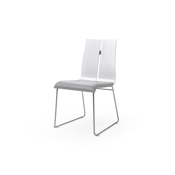 Lauren Dining Chair-Whiteline Modern Living-WHITELINE-DC1191-WHT-GRY-Dining ChairsWhite and Gray-3-France and Son